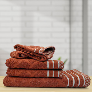 Set 5 asciugamani bagno in cotone rosso Puska