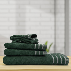 Set 5 asciugamani bagno in cotone verde scuro Puska