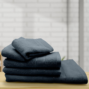 Set 5 asciugamani bagno in cotone grigio scuro Moira