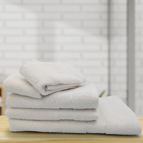 Set 5 asciugamani bagno in cotone bianco Moira