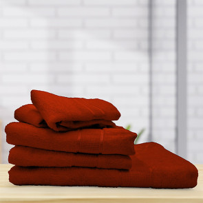 Set 5 asciugamani bagno in cotone rosso Kora