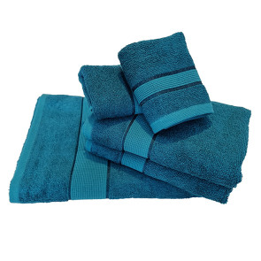 Set 5 asciugamani bagno in cotone blu Kora