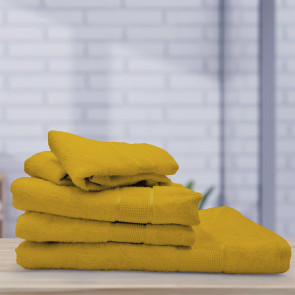 Set 5 asciugamani bagno in cotone giallo Kora