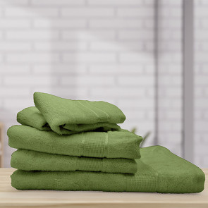 Set 5 asciugamani bagno in cotone verde Kora