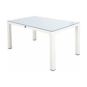 Tavolo moderno da giardino con vetro 150x90cm bianco Teodoro