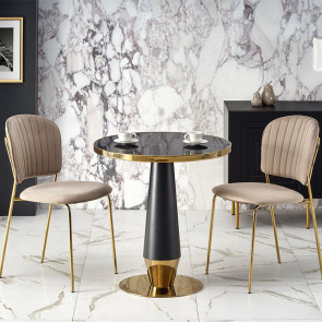 Tavolo rotondo moderno 59x74cm marmo nero oro Lugana