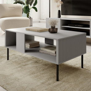 Tavolino da salotto moderno 110x48cm grigio chiaro nero Cadice