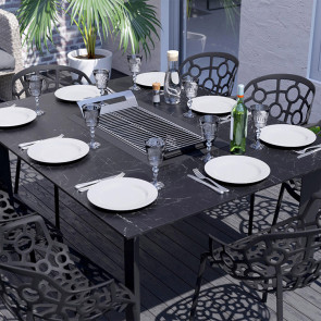 Tavolo da giardino con barbecue 150x120cm nero Paltrow