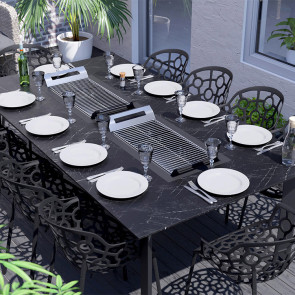 Tavolo da giardino con barbecue 220x120cm nero Paltrow
