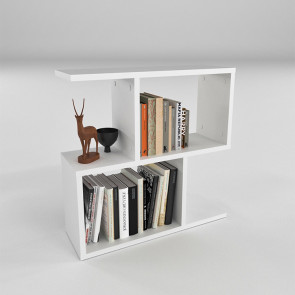 Tavolino da salotto con libreria design 60x59cm bianco Sherman