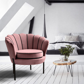 Poltrona relax design moderno in velluto rosa nero Pegasus