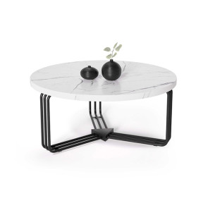 Tavolino da salotto 80x36cm effetto marmo bianco nero Elan