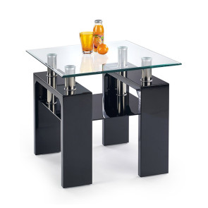 Tavolino da salotto con ripiano 60x60cm vetro grigio acciaio Herman