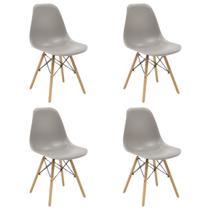 Set 4 sedie polipropilene moderna da pranzo grigio rovere Efesto