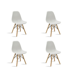 Set 4 sedie polipropilene moderna da pranzo bianco rovere Efesto
