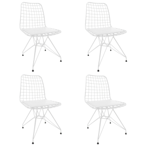 Set 4 sedie in rete metallo moderna design bianco Next