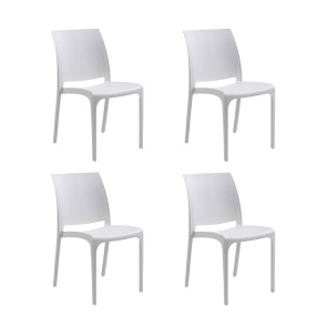 Set 4 sedie in polipropilene impilabili bianca Tape Gihome®