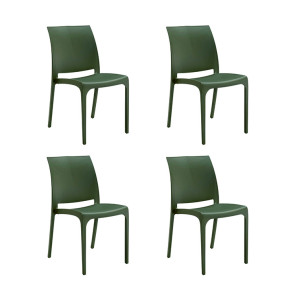 Set 4 sedie in polipropilene impilabili verde Tape Gihome®