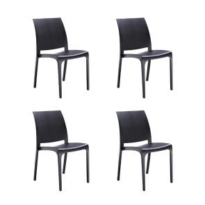 Set 4 sedie in polipropilene impilabili nero Tape Gihome®