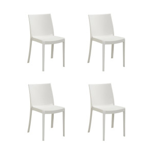 Set 4 sedie in polipropilene impilabili bianco Olbia