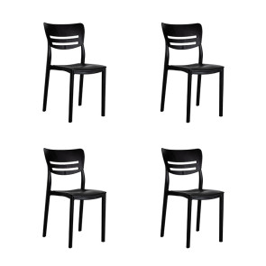 Set 4 sedie moderne da pranzo impilabile polipropilene nero Greta