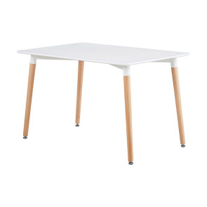 Tavolo moderno 120x80cm 6 persone bianco gambe rovere Rodi