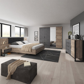 Camera da letto completa matrimoniale moderna grigio quercia Dable