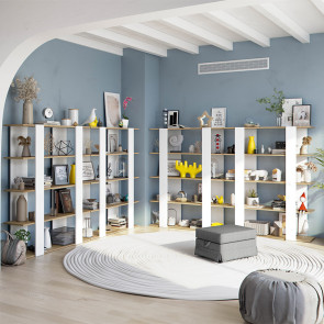 Libreria moderna 432x136cm bianco artico rovere Wendy