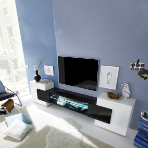 Porta tv moderno 258x61cm laccato bianco lucido Incastro