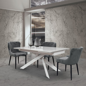 Tavolo 160/240 allungabile effetto marmo bianco bronzo metallo bianco Filly