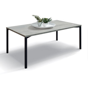 Tavolino 55x90 cm da salotto rettangolare grigio cemento metallo Blade