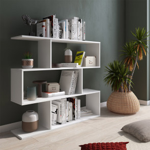 Libreria 110x96cm moderna soggiorno design bianco opaco Janna