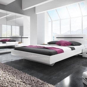 Camera completa con letto matrimoniale 160x190cm bianco lucido Dubai Gihome®