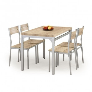 Set tavolo 110x75cm + 4 sedie da giardino rovere sonoma acciaio Oasi