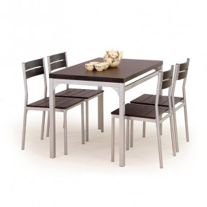 Set tavolo 110x75cm + 4 sedie da giardino wengè acciaio Oasi