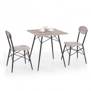 Set tavolo 70x70cm + 2 sedie da giardino acciaio rovere Pub