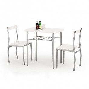 Set tavolo 82x50cm + 2 sedie da giardino acciaio bianco Lunch
