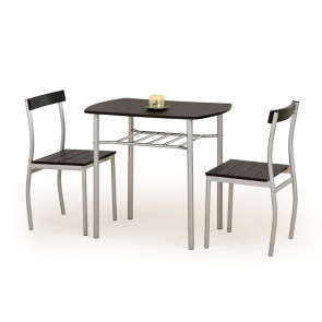 Set tavolo 82x50cm + 2 sedie moderno acciaio wengè Lunch