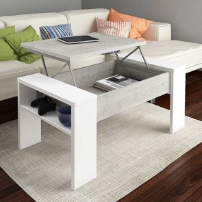 Tavolino da salotto moderno 100x50cm bianco cemento Emmet Gihome®