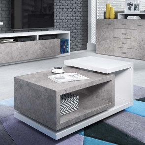 Tavolino da salotto design 120x60cm bianco cemento Megan Gihome®