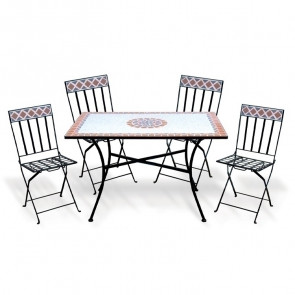 Set tavolo + 4 sedie pieghevole esterno giardino salvaspazio Mira