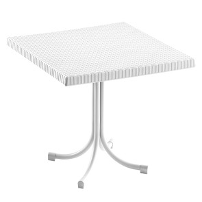 Tavolo da giardino esterno bar dehors quadrato 80x80cm polipropilene effetto rattan bianco Ivo