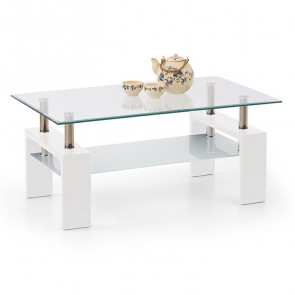 Tavolino da salotto con ripiano 100x60cm vetro bianco Castor