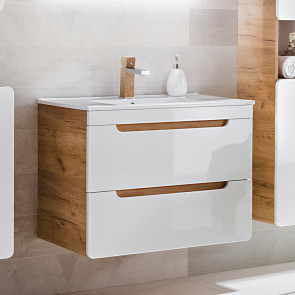 Base bagno sospesa moderna 60x59cm bianco lucido rovere Ibra