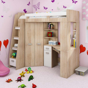 Cameretta Dollie Gihome ® sinistra rovere bianco