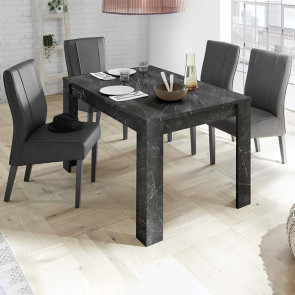 Tavolo rettangolare moderno 137/185cm effetto marmo nero Viking