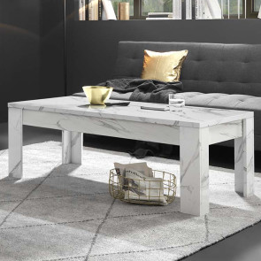 Tavolino da salotto moderno design 122x65cm marmo bianco Viking