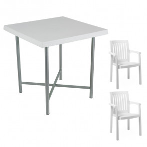 Set tavolo e sedie da giardino polipropilene bianco da esterno Alvaro Orlanda