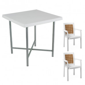 Set tavolo e sedie da giardino polipropilene bianco da esterno Alvaro Ventura