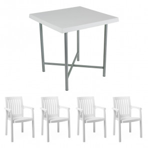 Set tavolo e sedie da giardino polipropilene bianco da esterno Alvaro Orlanda 4